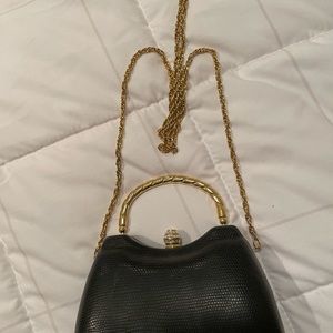 Black evening bag.